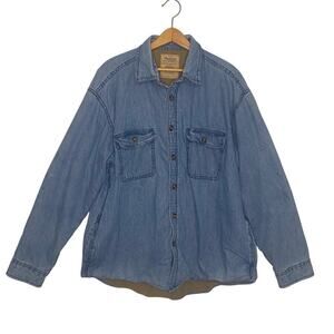 Vintage Arrow Blue Jeans Fleece Lined Chore Jacket Mens Buttons Large Western